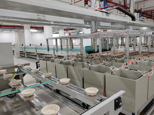 Máquina de recubrimiento de espín de 24 estaciones para moldear pulpa de fibra con capa de barrera