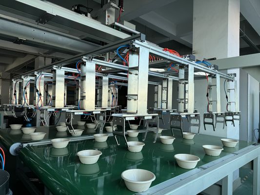 Máquina de recubrimiento de espín de línea de recubrimiento automática completa de 24 estaciones para productos moldeados en celulosa