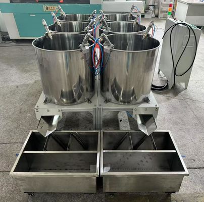 Sistema de recubrimiento giratorio de precisión de 6 posiciones para envases alimentarios de celulosa moldeada - Control uniforme del grosor de la película