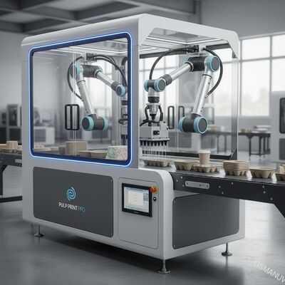 Impresora digital integrada robótica de recogida y colocación de un solo paso a base de agua para celulosa moldeada