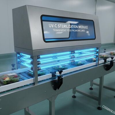 Módulo de esterilización UV-C modular montado en transportador para líneas de envasado transparentes de alimentos