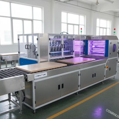 Línea de recubrimiento de transferencia de LED UV compacta para acabados ecológicos en paneles compuestos de madera
