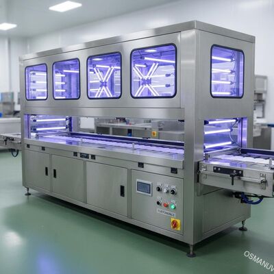 Máquina industrial de esterilización UV para alimentos y embalajes – Ancho de cinta transportadora y configuración de lámparas personalizables