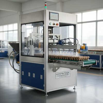 Máquina de recubrimiento por pulverización de fibra de pulpa industrial con sistema de pulverización recíproco de precisión para cartón reciclado