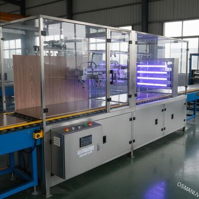 Línea de recubrimiento por pulverización UV para el acabado de paneles laminados y curado instantáneo