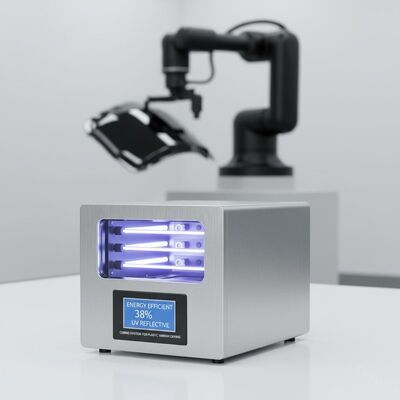 Sistema de curado con reflejo UV del 38 por ciento de eficiencia energética para secado de barnices de plástico