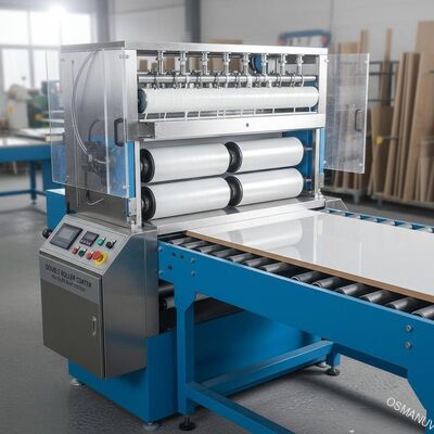 Máquina de recubrimiento de doble rollo para acabado de superficie de paneles de muebles Sistema de aplicación de pintura de alto brillo