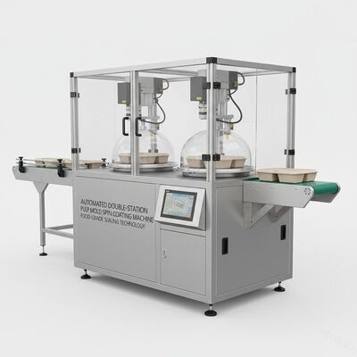 Máquina automática de recubrimiento por centrifugación de doble estación para el sellado de grado alimenticio de envases ecológicos