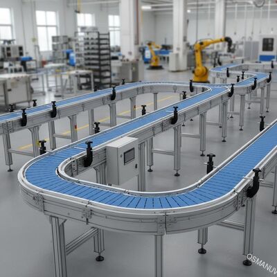 Sistema de transporte de cinta modular con longitud, anchura y altura personalizables para líneas de producción automatizadas