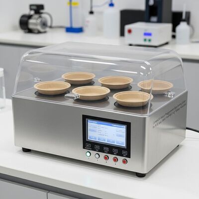 Sistema de recubrimiento de espín programable compacto de 6 estaciones para I + D y producción de utensilios de mesa de celulosa en pequeños lotes