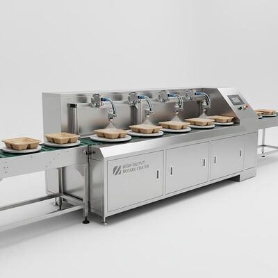 Línea de recubrimiento rotativo de alto rendimiento para recubrimiento interior de envases industriales de celulosa moldeada