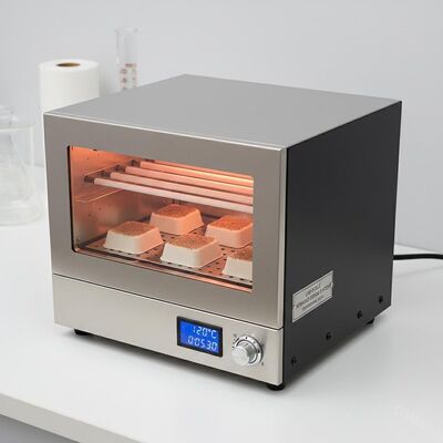 Sistema de secado por infrarrojos a escala de laboratorio para revestimiento de pasta moldeada