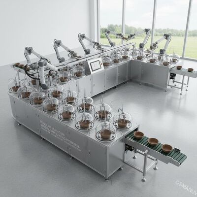 Celular de trabajo modular de revestimiento por giro robótico de 24 estaciones para revestimiento interno de celulosa moldeada