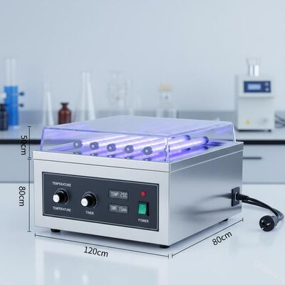 Máquina de irradiación UV de 120*80*50cm para suministro de energía AC220V Rango de control de temperatura 0-99C