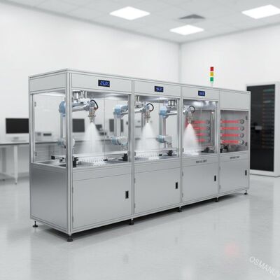 Línea de recubrimiento de pulverización por ultrasonidos de precisión con control de pulverización y temperatura y humedad de varias estaciones