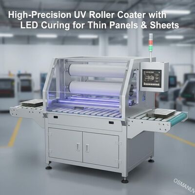 Recubridora de rodillo UV de alta precisión con curado LED para paneles y láminas delgados