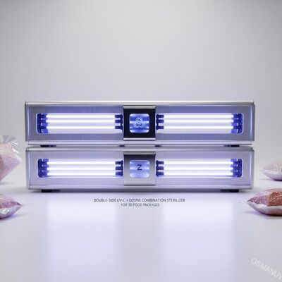 Esterilizador de combinación UV-C + ozono de doble cara para envases 3D de alimentos