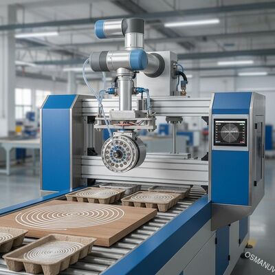Máquina de pulverización alternativa de 360° para revestimiento de superficies de tableros de muebles y pulpa moldeada - Ruta de pulverización personalizable