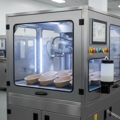 Sistema automatizado de recubrimiento por pulverización para pulpa moldeada | Recubrimiento interno de precisión