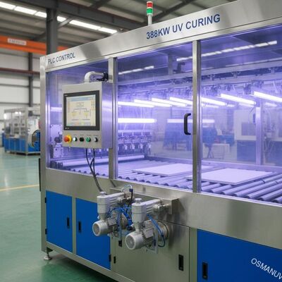 Tablero de curado del silicato del calcio del control del PLC de la máquina de capa de espray de la luz UV del tablero 388kw del MDF