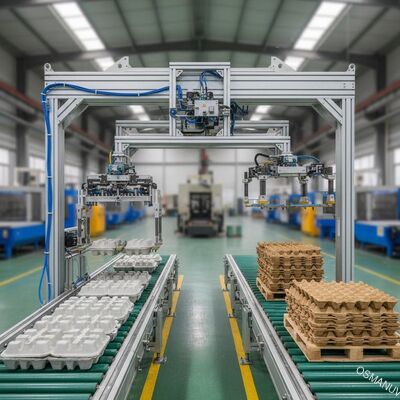 Robot de pórtico automatizado de alta eficiencia para moldeo de pulpa - Sistema personalizado de manipulación y apilamiento para moldes húmedos y secos