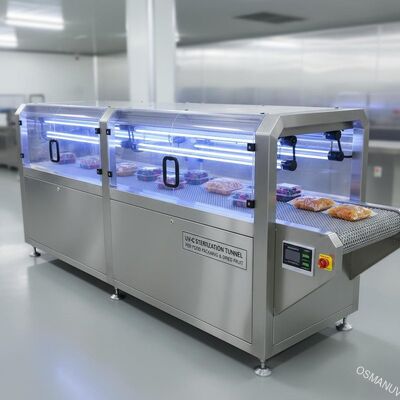 Túnel de esterilización UV-C para envases transparentes de alimentos y frutas secas - Sistema de transporte en línea
