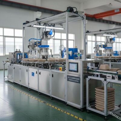 Línea de recubrimiento rotativa de 24 estaciones para recubrimiento interno de moldeo de pulpa | Sistema de producción automatizado de alto volumen