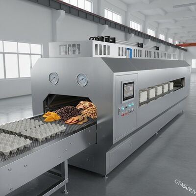 Túnel de secado por microondas industrial para moldeado de celulosa y alimentos a granel - Sistema de transporte continuo
