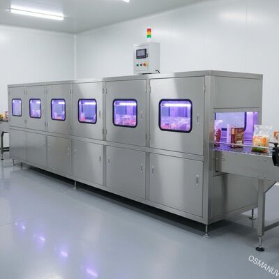 Túneles industriales de esterilización UV para envases de alimentos y artículos a granel - Sistema de transporte en línea