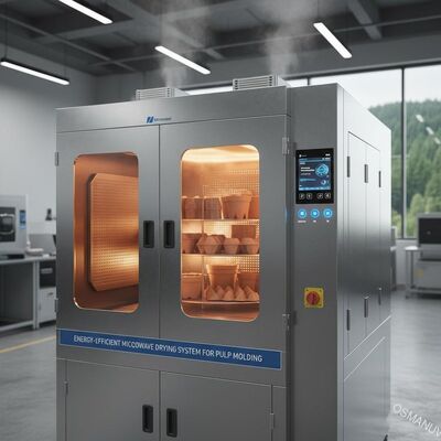 Sistema de secado por microondas eficiente en energía para moldeado de celulosa: calefacción interna rápida y uniforme