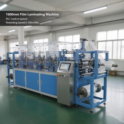 Máquina de laminado de película de 1600 mm con sistema de control PLC Velocidad de rebobinado 0-100 m/min