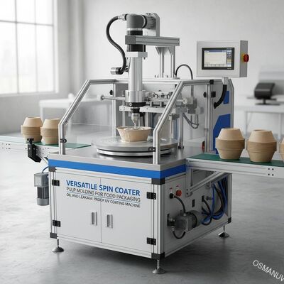 Moldeado de pulpa de revestimiento de espín versátil para alimentos envasado de aceite y máquina de recubrimiento UV a prueba de fugas