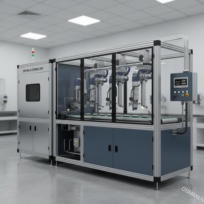 Línea de recubrimiento de pulverización por ultrasonidos de precisión con control de pulverización y temperatura y humedad de varias estaciones