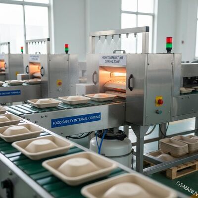 Línea de producción de revestimiento interno para bandejas, cuencos y vajilla de seguridad alimentaria a prueba de aceite y agua caliente de alta temperatura para moldeo de pulpa
