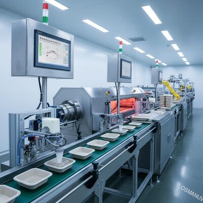 Línea de producción de recubrimiento interno de bandejas, cuencos y vajillas de seguridad alimentaria de alta velocidad para moldeo de pulpa