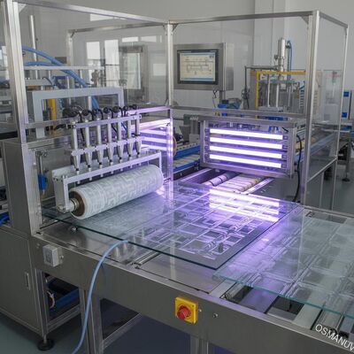 Línea de producción de revestimiento UV Uv Rebozado por pegamento UV para láminas acrílicas de vidrio
