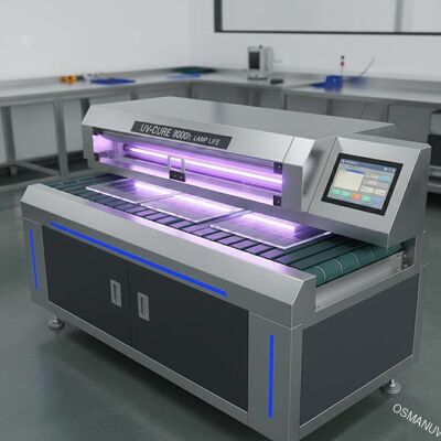0Máquina de curado UV de espesor de.2-50 mm con sistema de control PLC de 8000 horas de duración de la lámpara