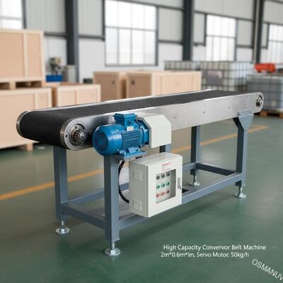 Máquina de cinta transportadora de alta capacidad 2m*0,6m*1,5m con servomotor para 50 kg/h
