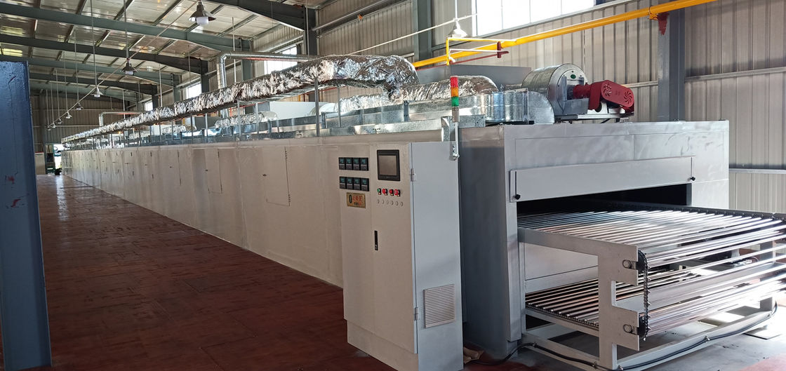 Línea de secado industrial de gas natural de 28 m para trabajo pesado, 24 kW, para embalaje de moldeo de pulpa