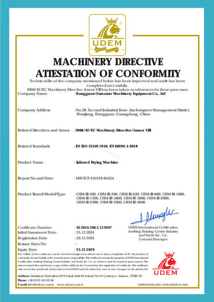 CHINA Dongguan Osmanuv Machinery Equipment Co., Ltd certificaciones